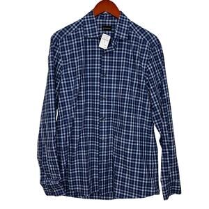 Ermenegildo Zegna NWT Cotton Shirt Cadet Blue Check Lightweight Men's M